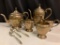 Sterling Silver Tea Set Includes 2 Tea Pots, Creamer/Sugar Bowls, 3 Spoons and 1 Cup - As Pictured
