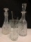 Crystal Decanters w/Ground Stoppers w/Glass Stir Sticks - As Pictured