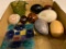 Misc Lot of Various Eggs Made of Marble & Wood. One is a Kaleidoscope. - As Pictured