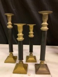 Misc Lot of 4 Brass & Resin Candle Sticks. They are 12