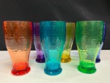 Colorful Set of 6 Plastic Drinking Glasses. They are 7