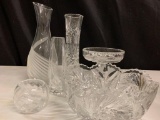 Misc Lot of Pressed Glass Vases, Bowls. The Tallest is Lenox 11
