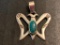 Butterfly and Turquoise Sterling Silver Pendant, 5 Grams