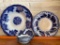 Set of 8, Waldorf, Flow Blue, Normandy & Lakewood Porcelain Dishes. The Largest is 9