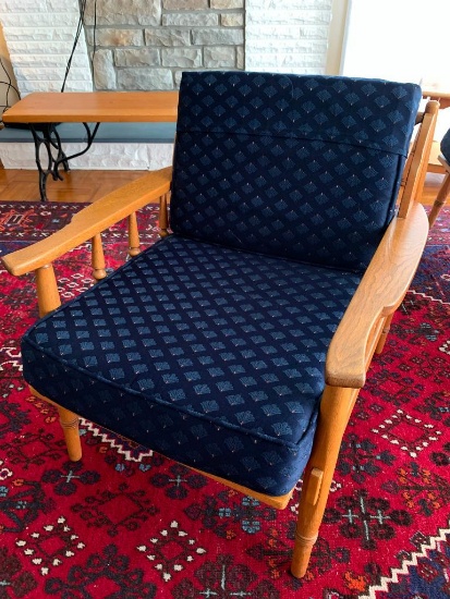 Oak Mid-Century Side Chair w/Cushion. This is 29" T x 27" W x 27" D - As Pictured