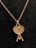 26 Inch Sterling Necklace With Sterling Silver Tennis Racket Pendant