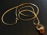 20 Inch 10K Gold Necklace with Pendant, Total Weight 2.6 Grams