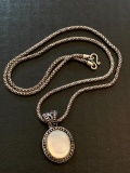 925 Silver Necklace and Semi Pendant, 23.5 inches long, Total Weight 18.6 grams