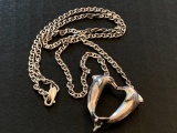 925 Silver Necklace with Dolphin Pendant, 20.5 inches long, 23.7 Grams total weight