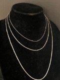 Three 925 Silver Necklaces, Longest is 24 inches, Total Combined Weight is 16.5 grams