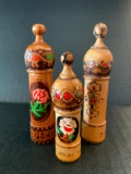 Set of Small Decorative Wooden Perfume Bottles Cases and Perfume Bottles - As Pictured