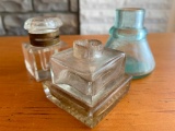 Set of 3 Glass Ink Wells. The Tallest is 2.5