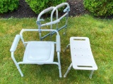 Convalescent Lot Incl. Walker, Shower Chair & Bedside Commode - As Pictured