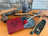 Misc Lot Incl. Peg Game, Piece of Slate, Plainer & More - As Pictured