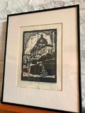 Framed Signed Sketch. No Size Available on Frame - As Pictured