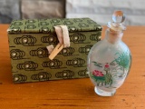 Miniature Hand Painted Glass Perfume Bottle w/Box. This is 2.5