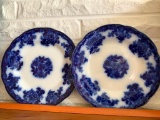 Set of 2 Waldorf Flow Blue Porcelain Plates. They are 9