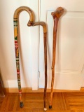 Three Wooden Walking Canes. The Tallest is 35.5