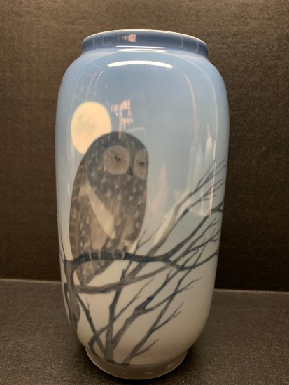 Royal Copenhagen Porcelain Vase w/Owl Design. This is 8" Tall - As Pictured