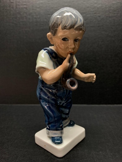 Dahl-Jenson Copenhagen Porcelain Figurine "Boy w/Pipe". This is 6" Tall - As Pictured