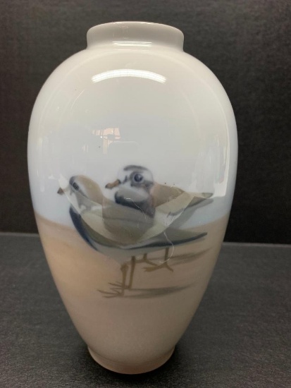 Royal Copenhagen Porcelain Vase w/Bird Design. This is 7" Tall - As Pictured