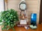 Misc Lot of a Clock, Faux Planter, Cross & More - As Pictured