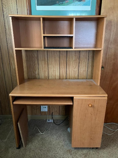 Pressed Wood Computer Desk w/Pull Out Keyboard. This is 59" T x 39.5" W x 19.5" D - As Pictured