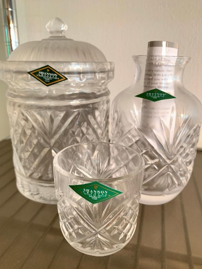 3 Piece Shannon Crystal Drink Set Made in Ireland.- As Pictured