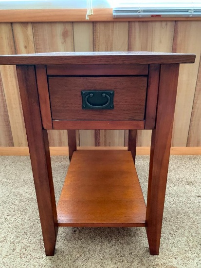 Wood Side Table w/Drawer. This is 24" T x 16" W x 24" D. - As Pictured