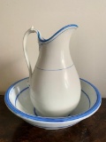 Pottery Water Pitcher & Basin. The Pitcher is 15