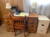 Wood Desk w/Chair & Everything Showing - As Pictured