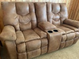 Oversized Faux Leather Double Recliner w/Cup Holders. This is 42