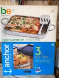 2 Piece Lot Incl. Be Lasagna Stainless Steel Serving Set & 3 Piece Bake N Take w/Tote New in Box