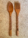 Wooden Fork & Spoon. They are 28