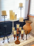 Misc Lot Incl. Candles, Stands, Basket & More - As Pictured