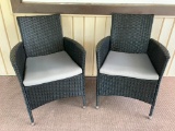 2 Outdoor Wicker Chairs & Side Table. They are 33