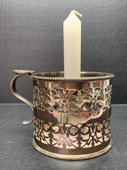 Silver Plated Candle Stick Holder. This is just Over 3" Tall - As Pictured