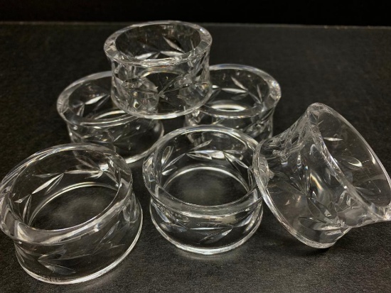 Set of 6 Tyrone Crystal Napkin Rings Made in Ireland - As Pictured