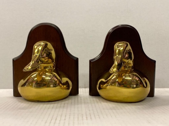 Pair of Brass Duck Bookends. They are 6.5" Tall - As Pictured