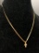 14 K Italian Gold Herringbone Chain w/Diamond Cross Charm Weight -3.5 grams - As Pictured
