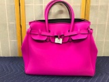Large Fuchsia Pink Neoprene Handbag by Save My Bag Made in Italy - As Pictured