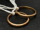 Pair of 14 KT Gold Band Rings. The Weight is 1 Gram - As Pictured