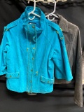 2 Ladies Suede Leather Jackets Size M. The Gray Jacket is by Levi - As Pictured