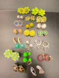 11 Pair of Woman's Vintage Clip -On Earrings. - As Pictured