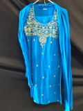 3 Piece Set of Ladies Clothing. Incl. Bedazzled Dress, Scarf & Pants Size L - As Pictured