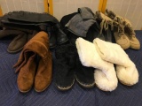 8 Pair Lot of Various Gently Used Ladies Winter Boots/Shoes. Mostly Size 8.5-9.- As Pictured