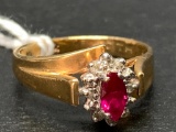 10 K Gold Ruby & Diamond Ring.The Weight is 2.7 gm - As Pictured