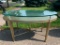 Wood Side Oval Desk with Raised Glass Top. This is 33