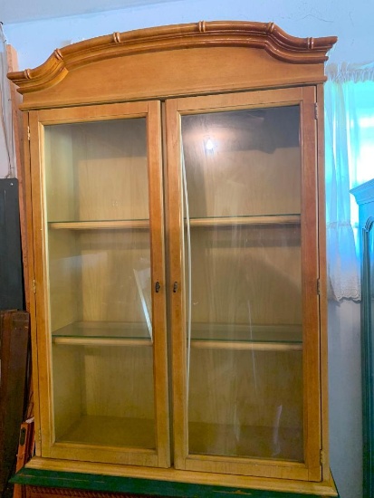 54" T x 37" W x 12.5" D Dual Glass Door China Cabinet Topper. - As Pictured