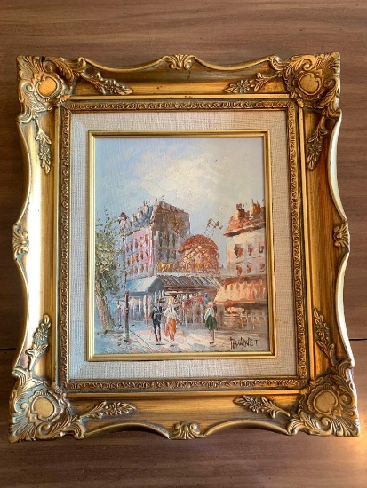 15.5" x 13.5" Ornate Gold Frame w/Euopean Oil Canvas. This is Signed - As Pictured